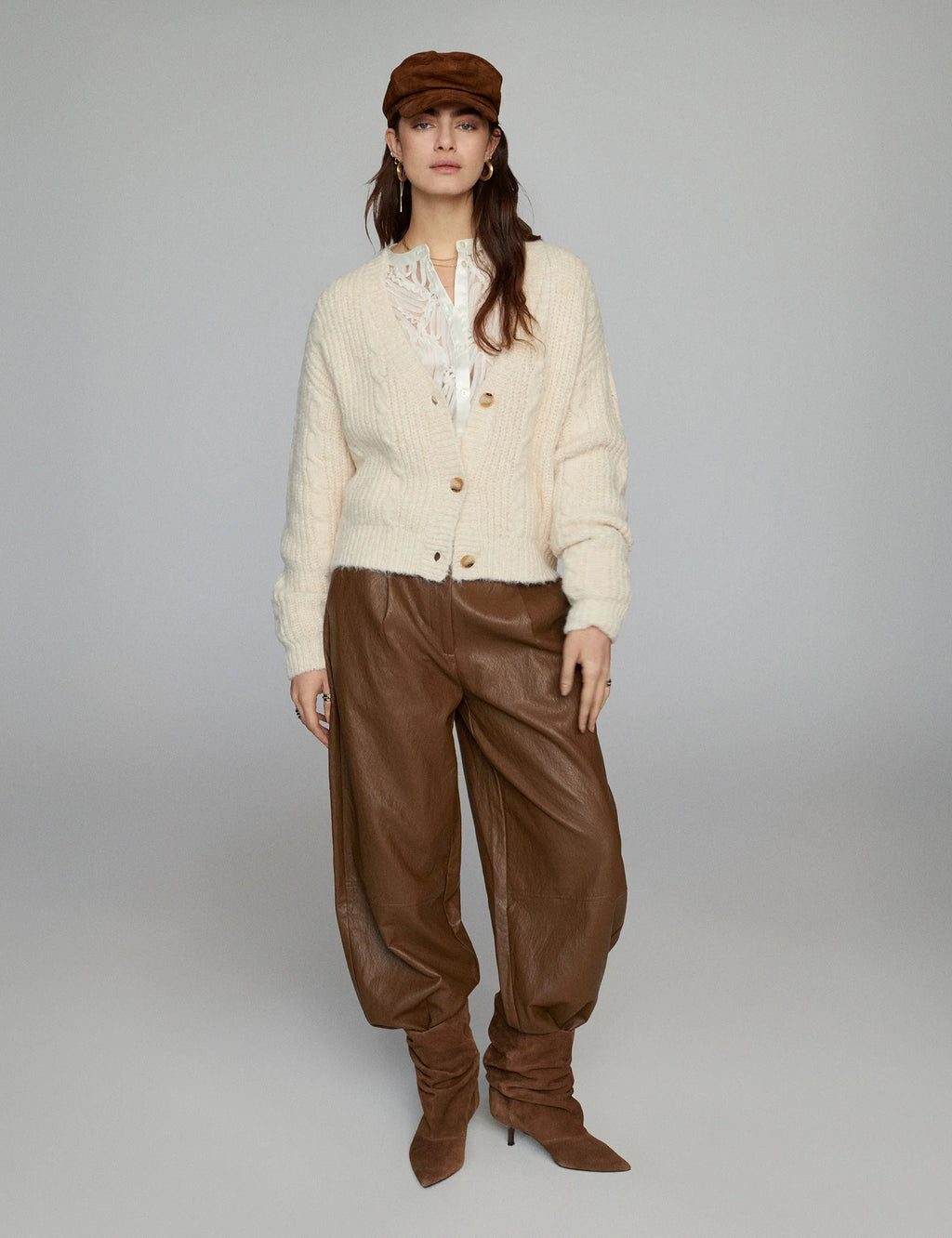 Summum Wide-leg faux leather trousers