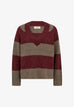 MMTaci Stripe LS V-Neck Knit Cabernet
