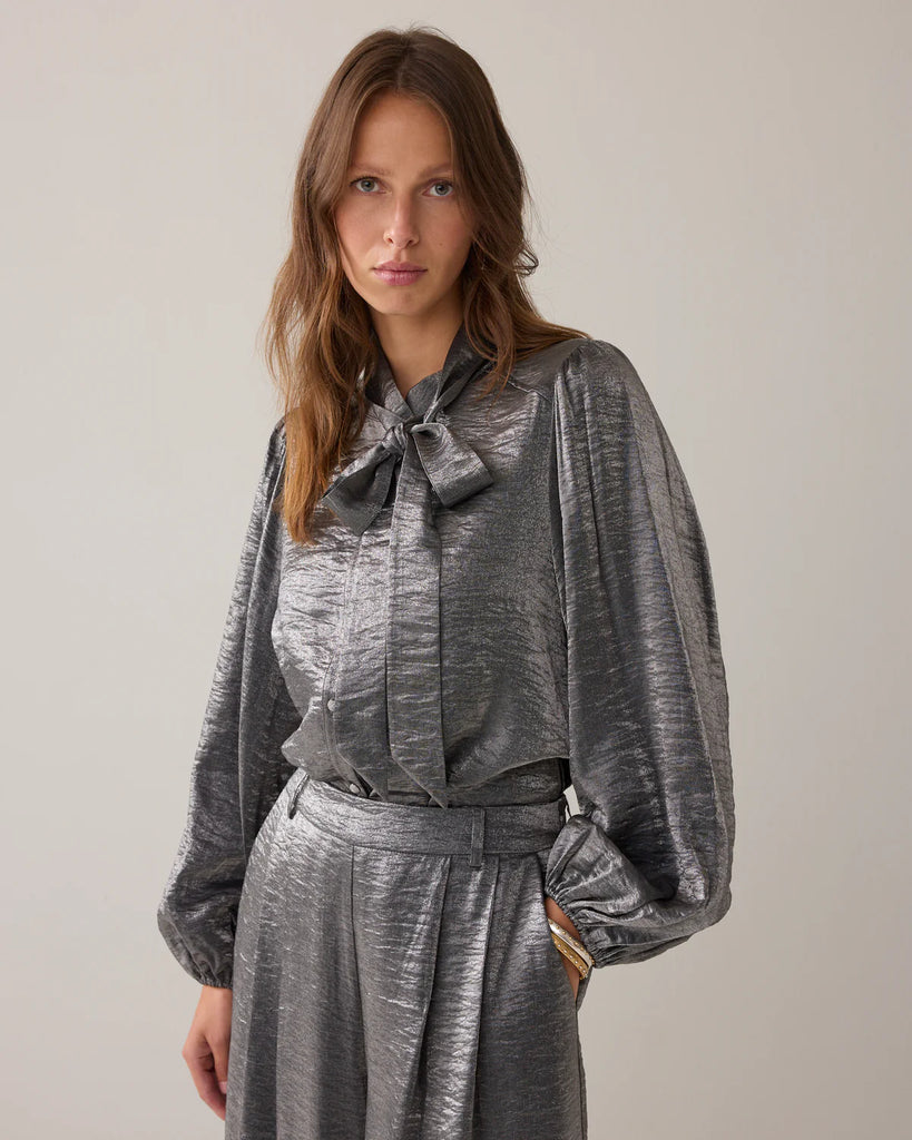 Summum 12326 Mid grey Blouse Metallic shine