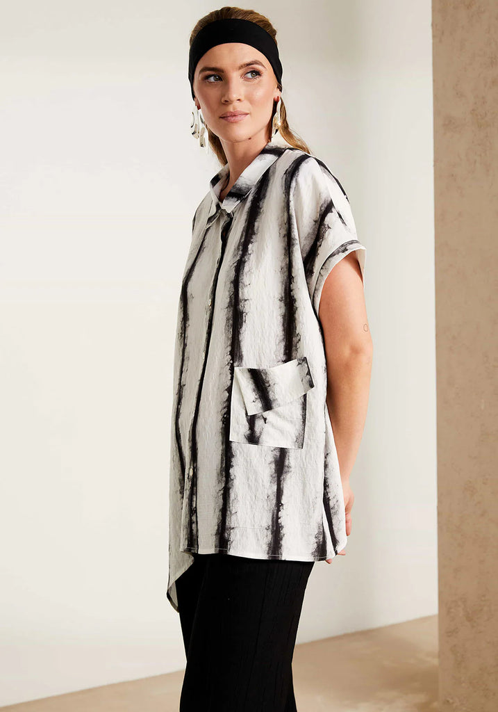 NAS25274 Stripe shirt black & white