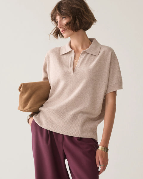 Summum Taupe Short Sleeve Sweater
