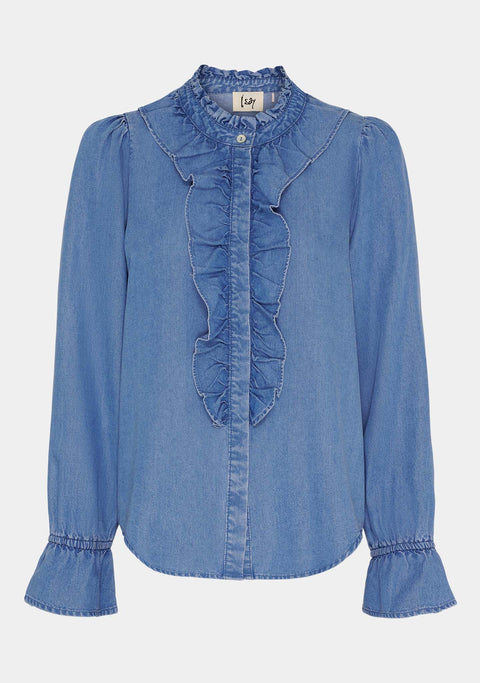 Isay Ganja Flounce Shirt - Denim Blue