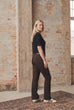Isay Flare Coated Pants Brown