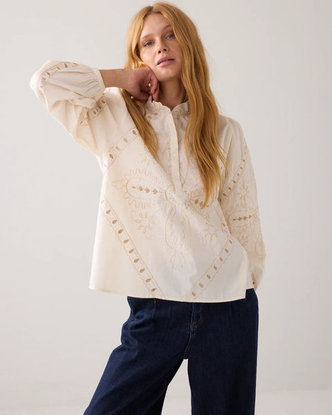 Summum Ivory Top Embro Cotton