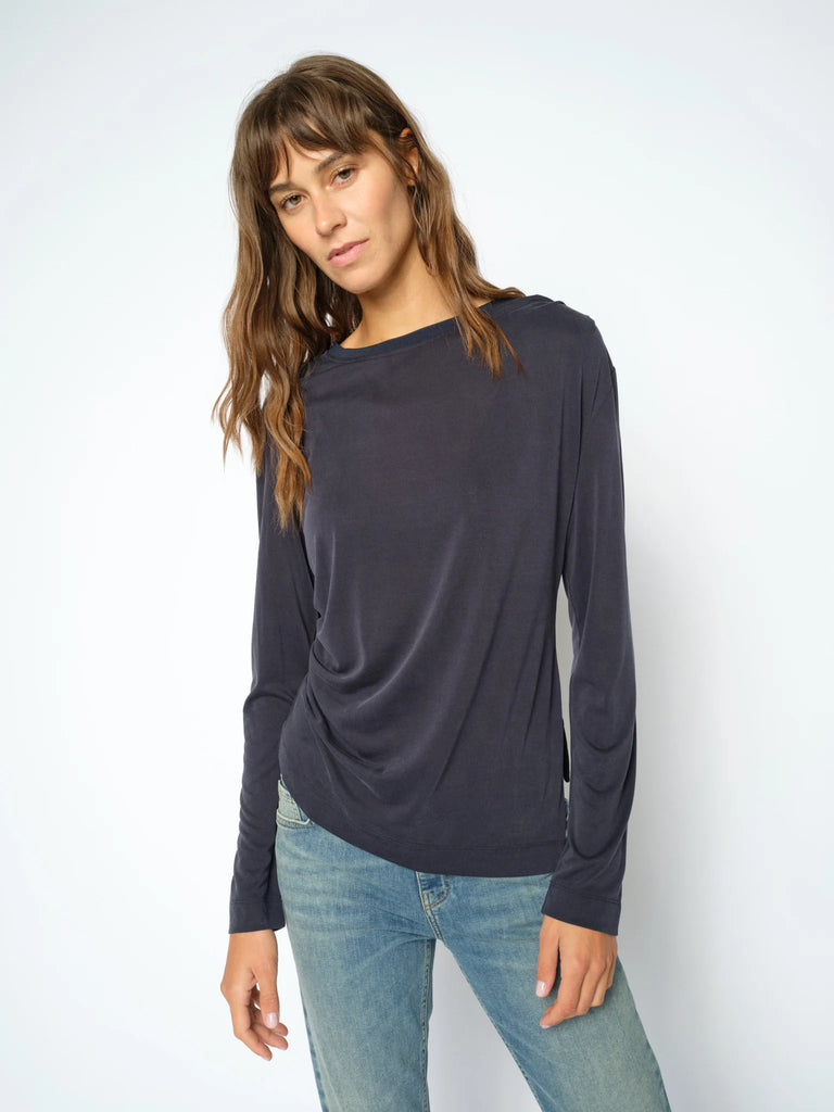MMAmi O-LS Draped Tee Salute Navy