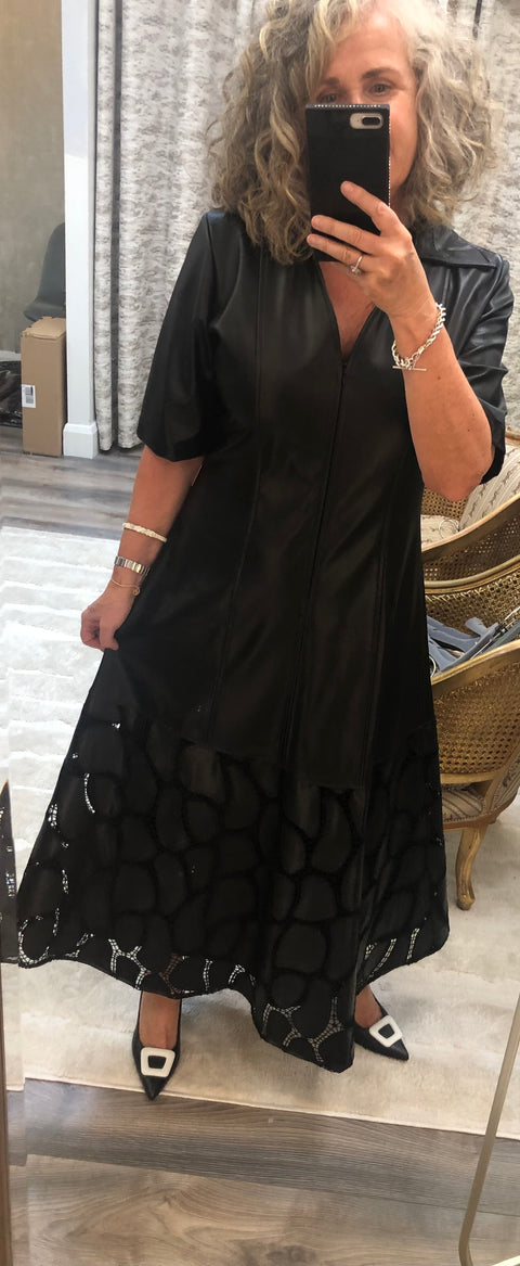 NAW25207 Black Leatherette Dress