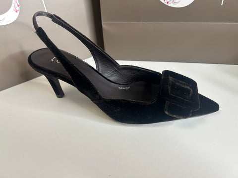 Lodi  261105 Dark Chocolate velvet slingback