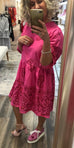 SL 24077 Pink broderie Anglaise smock style dress