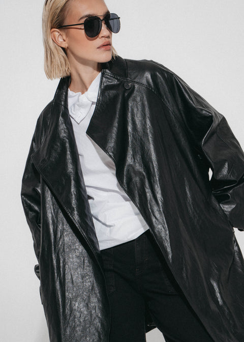 Luje Eco Leather coat black