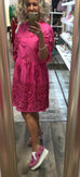 SL 24077 Pink broderie Anglaise smock style dress