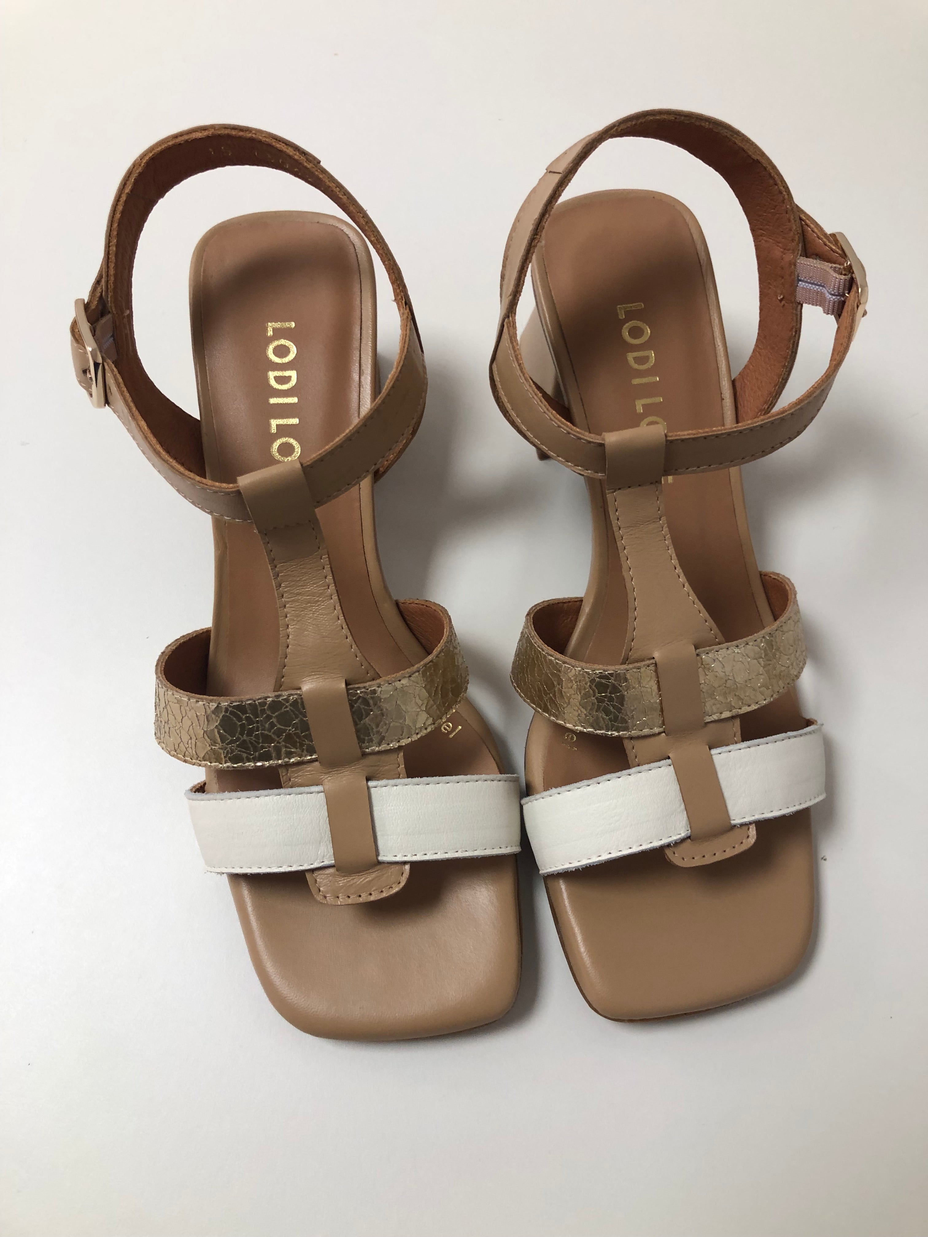 LodiLove 25002 Cream/Gold & Taupe Sandal