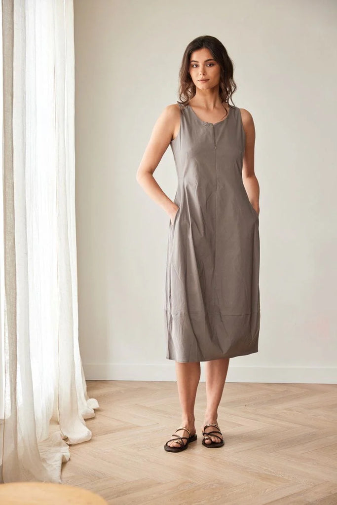 Peruzzi S26509 Technical sleeveless dress Taupe