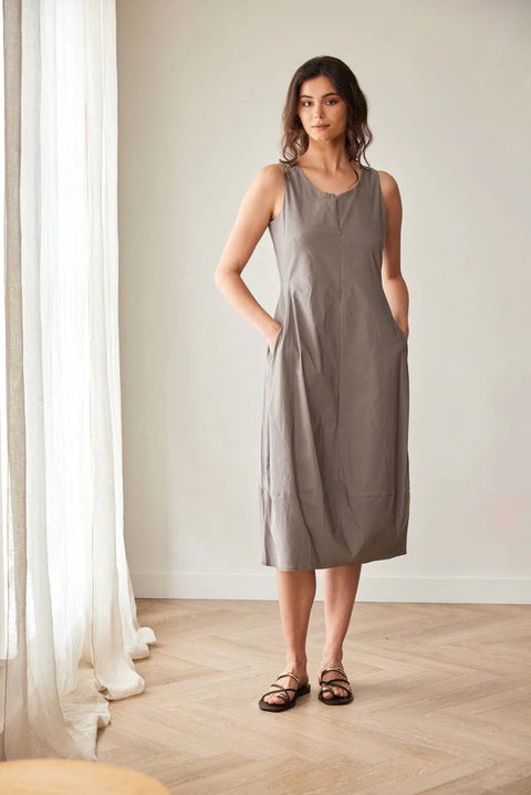 Peruzzi S26509 Technical sleeveless dress Taupe