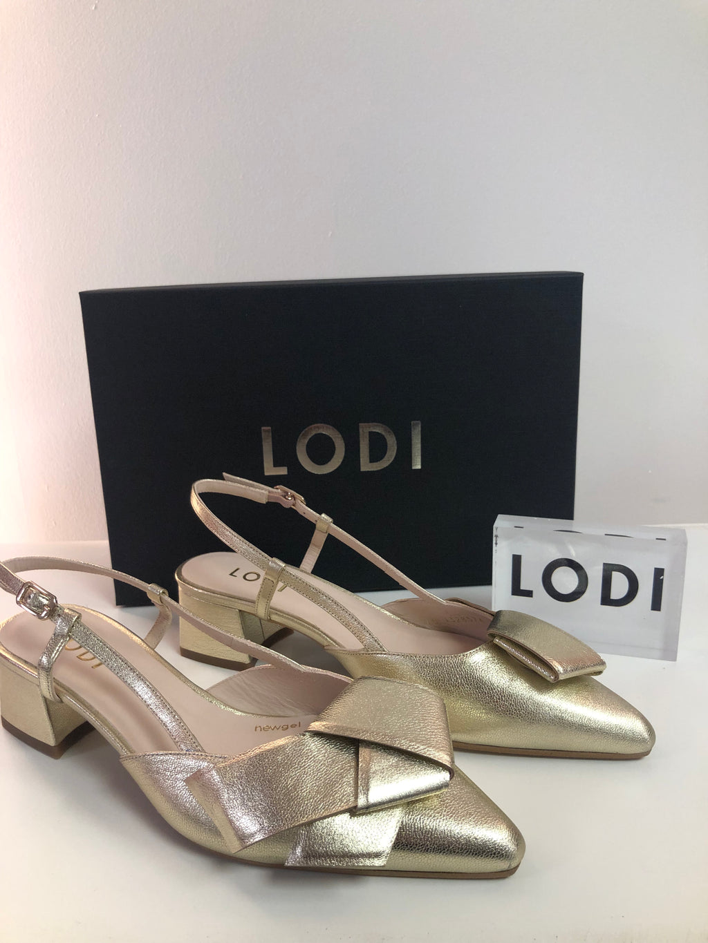 Lodi gold block heel 261005