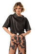 Caroline Biss vegan leather zip gilet coffee