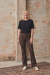 Isay Flare Coated Pants Brown