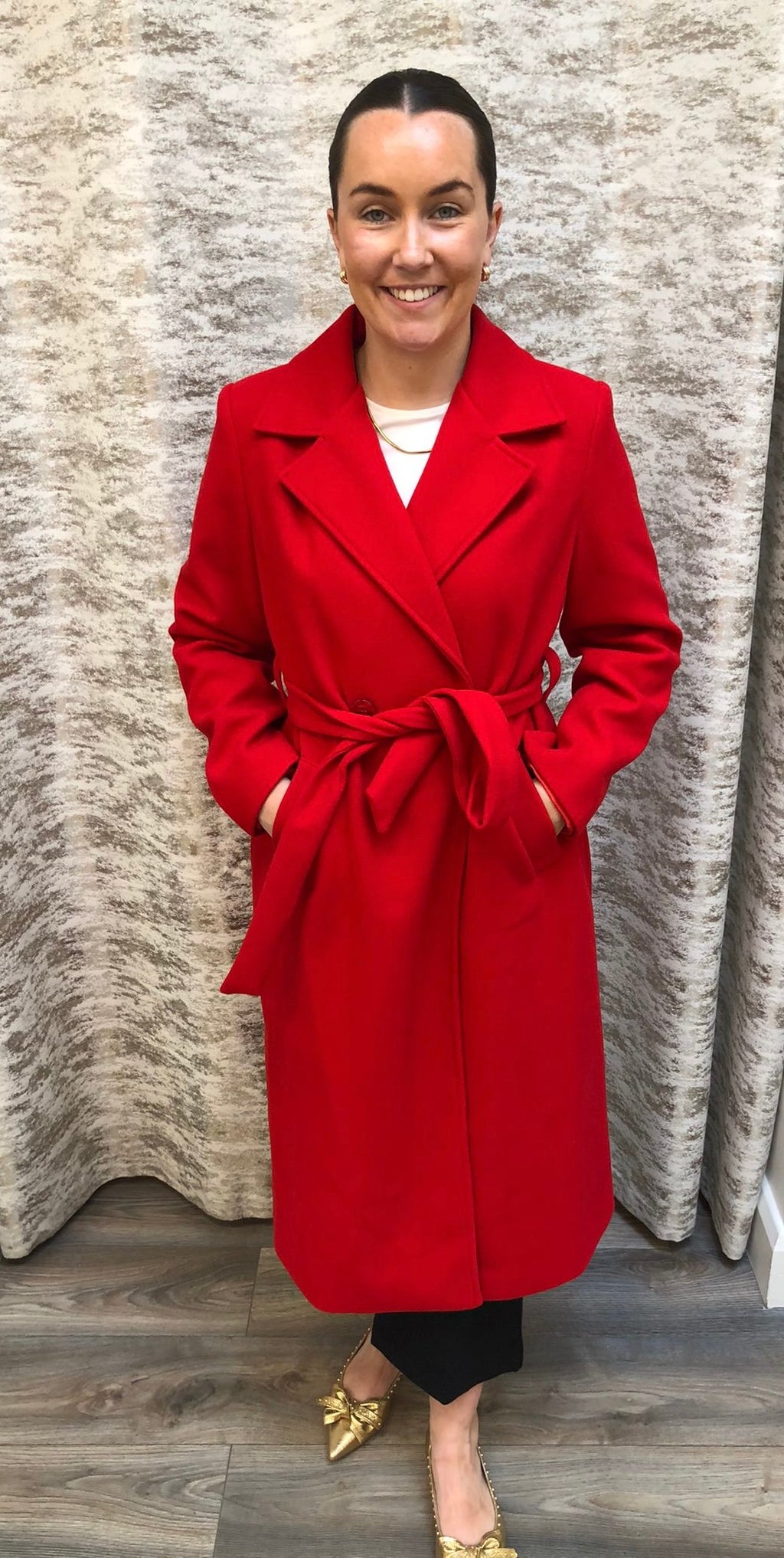 Kate Cooper Red wrap coat 103