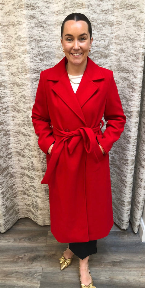 Kate Cooper Red wrap coat 103
