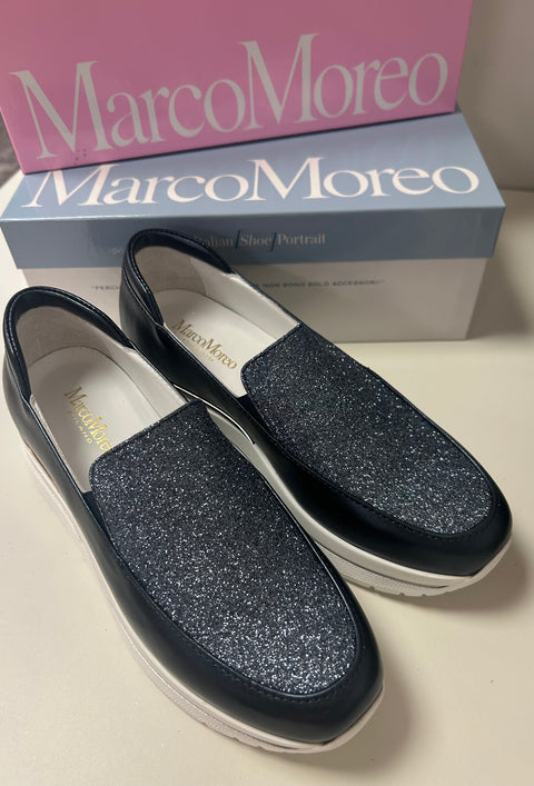 Marco Moreo Navy glitter loafer 25039
