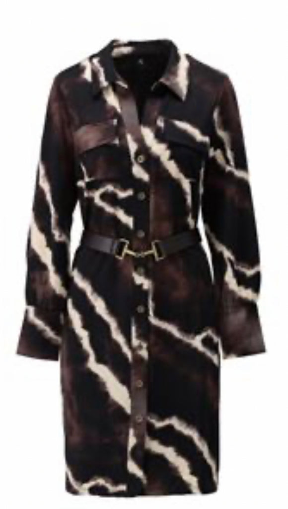 K Design Dress with Design, Buttons and Belt X385