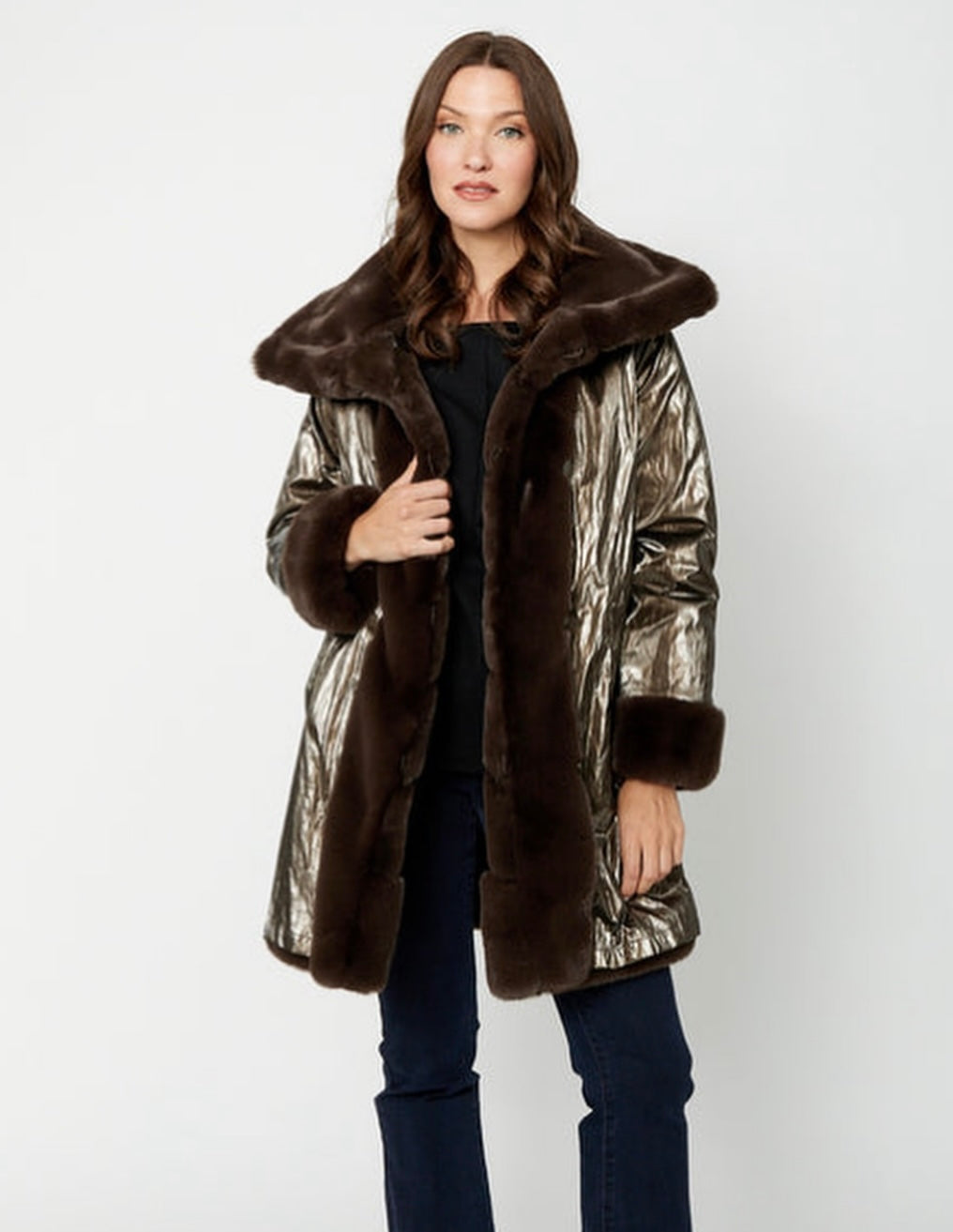 Joseph Ribkoff Brown Fur Coat 243904