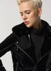 Joseph Ribkoff Black Faux Leather Jacket with fur 233928