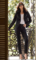 Joseph Ribkoff Black Faux Leather Jacket with fur 233928