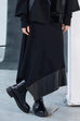NAW25278-BLACK Angled hem  skirt