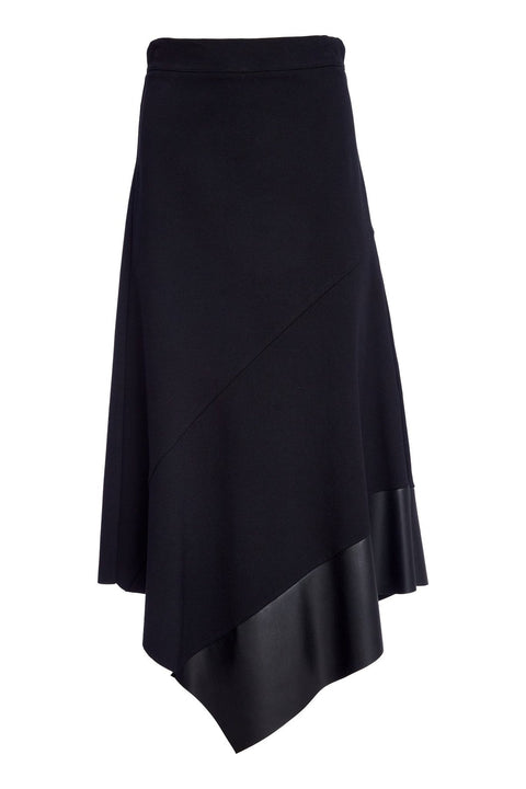NAW25278-BLACK Angled hem  skirt