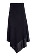 NAW25278-BLACK Angled hem  skirt