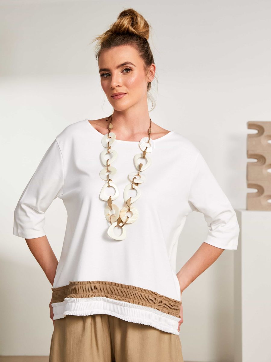 NAS25123 Jersey Top with Pleated Hemline