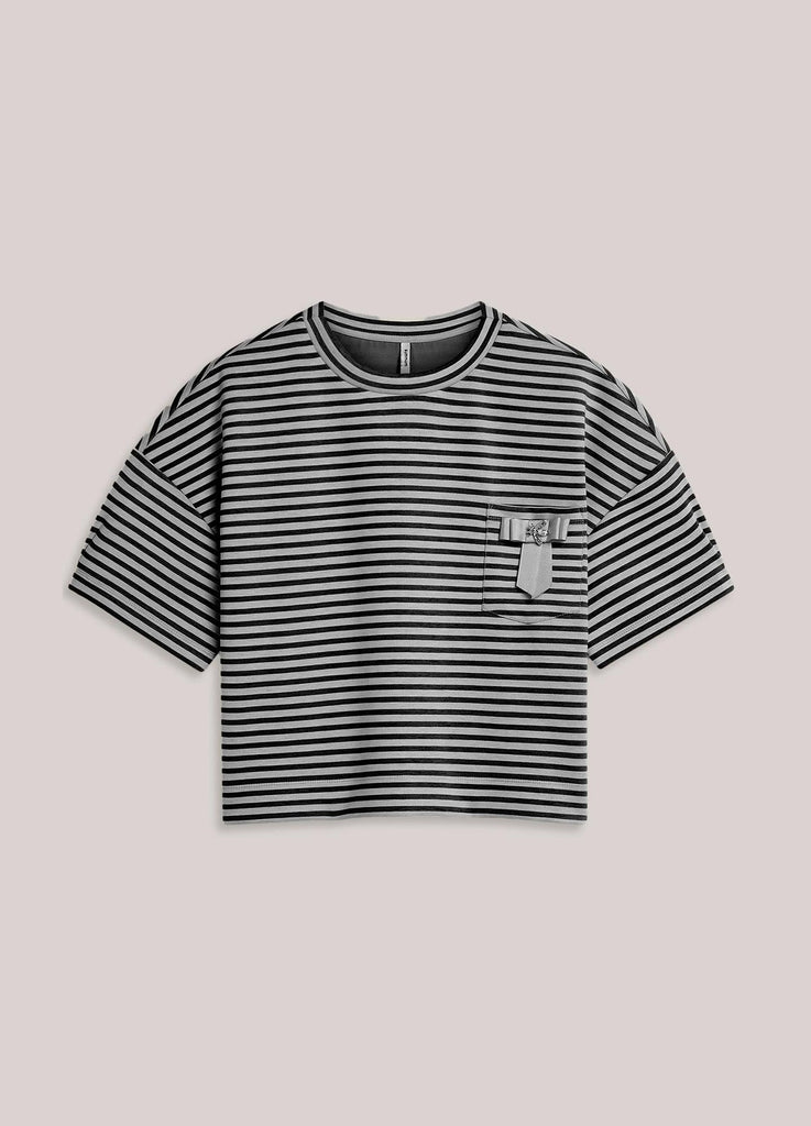 Summum Top Striped scuba Black