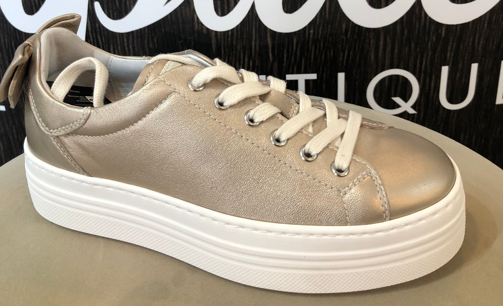 NeroGiardini Brushed Gold Metallic Trainer 24029