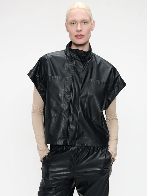 Jane Lushka  Paola eco leather blouse ARMY