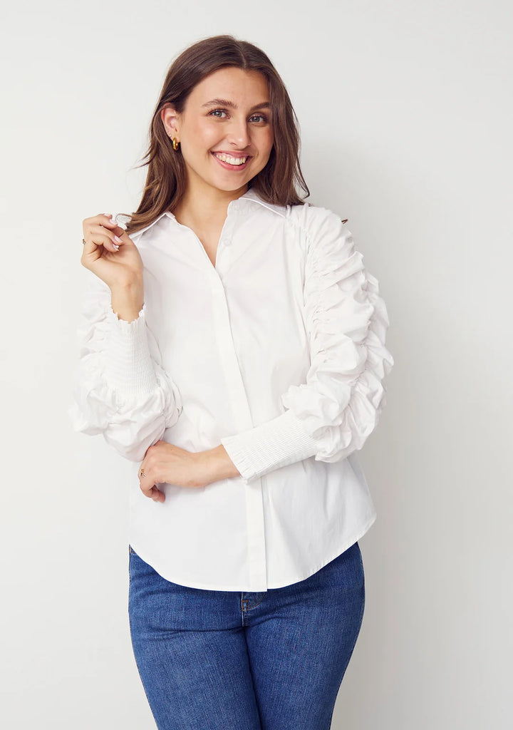 Isay 100 white shirt Rouched sleeve