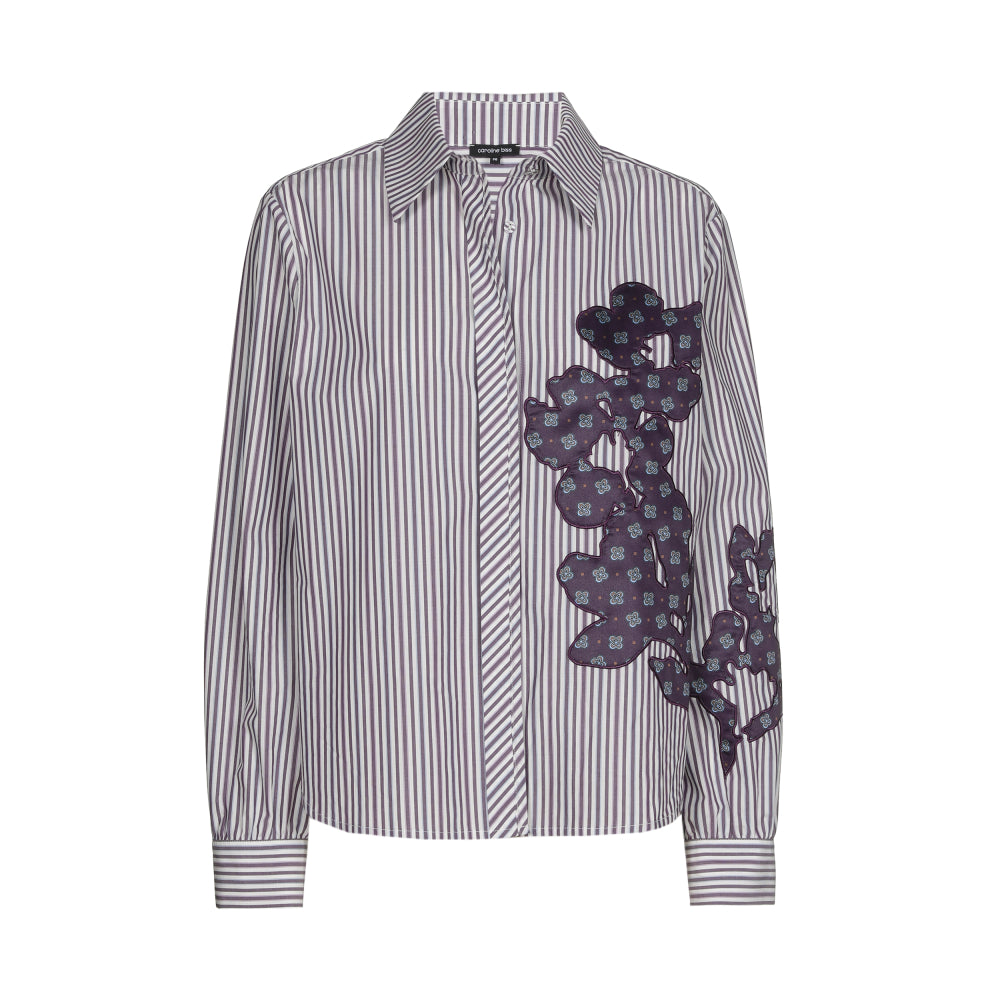 Caroline Biss Embroidered Striped Blouse