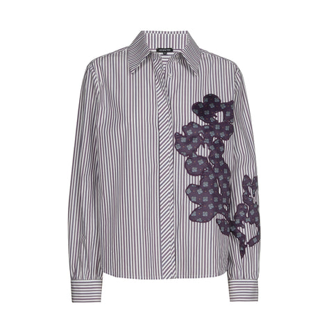 Caroline Biss Embroidered Striped Blouse