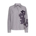 Caroline Biss Embroidered Striped Blouse