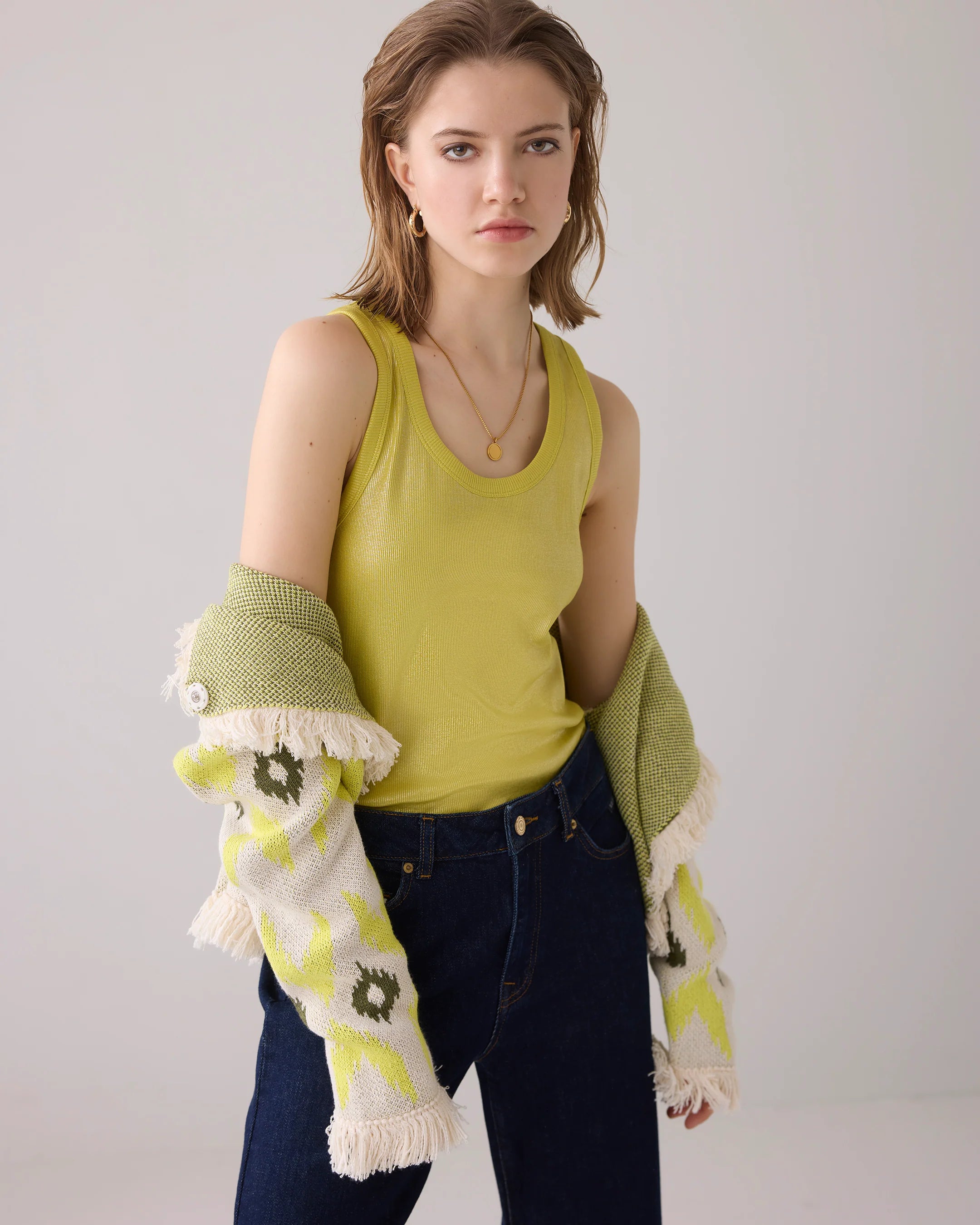 Summum Rib tank top yellow